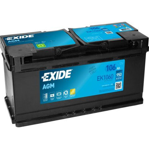 Rybářský člun Akumulátor 106Ah/12V Exide Start - Stop AGM EK1060 950A